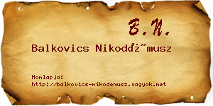 Balkovics Nikodémusz névjegykártya
